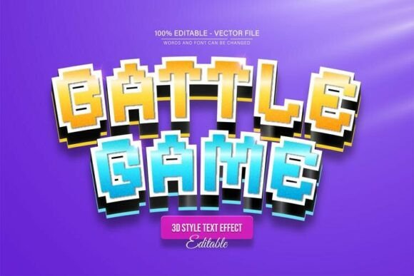 Battle Game Pixel 3D Text Effect: Dynamic & Editable
