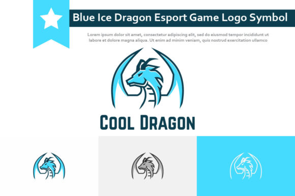 Blue Cool Ice Dragon Game Logo Symbol: A Dynamic Design Asset