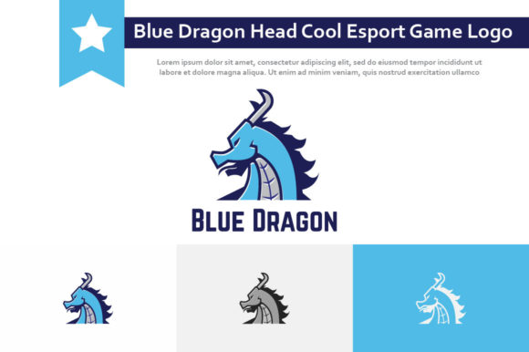 Blue Dragon Head Cool Esport Game Logo