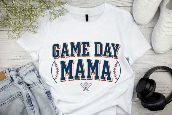 Bold Game Day Mama T-Shirt Design for Baseball Season