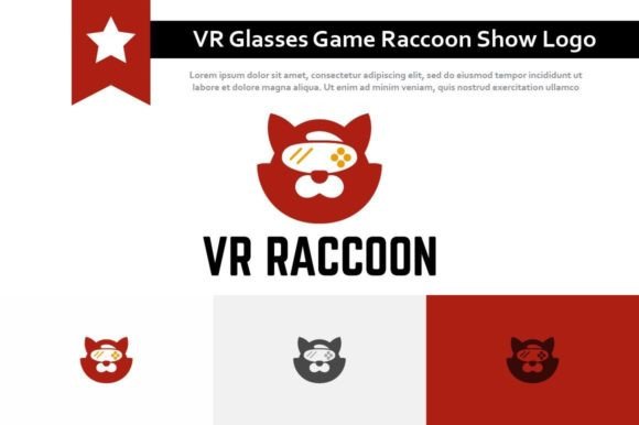 Fun VR Glasses Game Raccoon Show Logo: Creative Design Asset