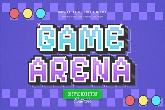 Game Arena Retro Pixel Text Effect: Editable Vector Design