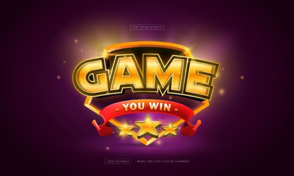 Game You Win Text Style Effect Editable