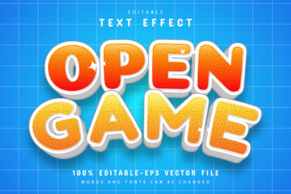 Open Game Kids Cartoon Text Effect