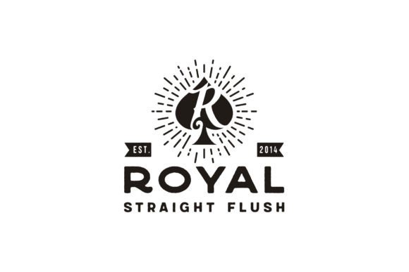 R Royal Flush Spade Poker Game Card Logo