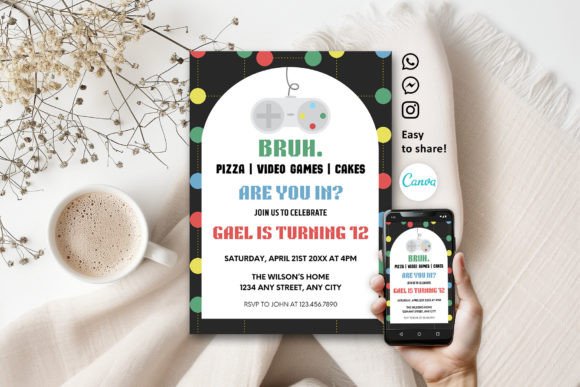 Retro Arcade Game Kids Birthday Invite: Editable Fun