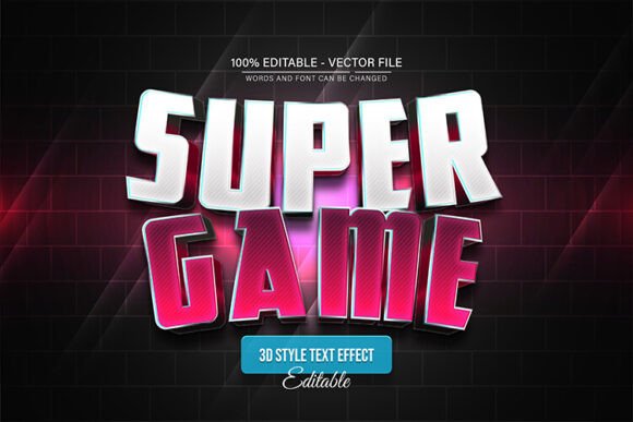 Super Game Cartoon 3d Text Effect: Dynamic Vector Design