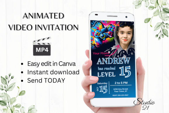 Video Game Birthday Invite - Gamer 15: Your Digital Party Solution