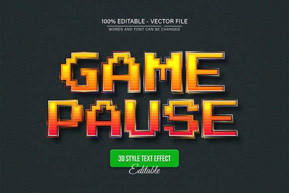 Yellow Pixel Game Pause Text Effect